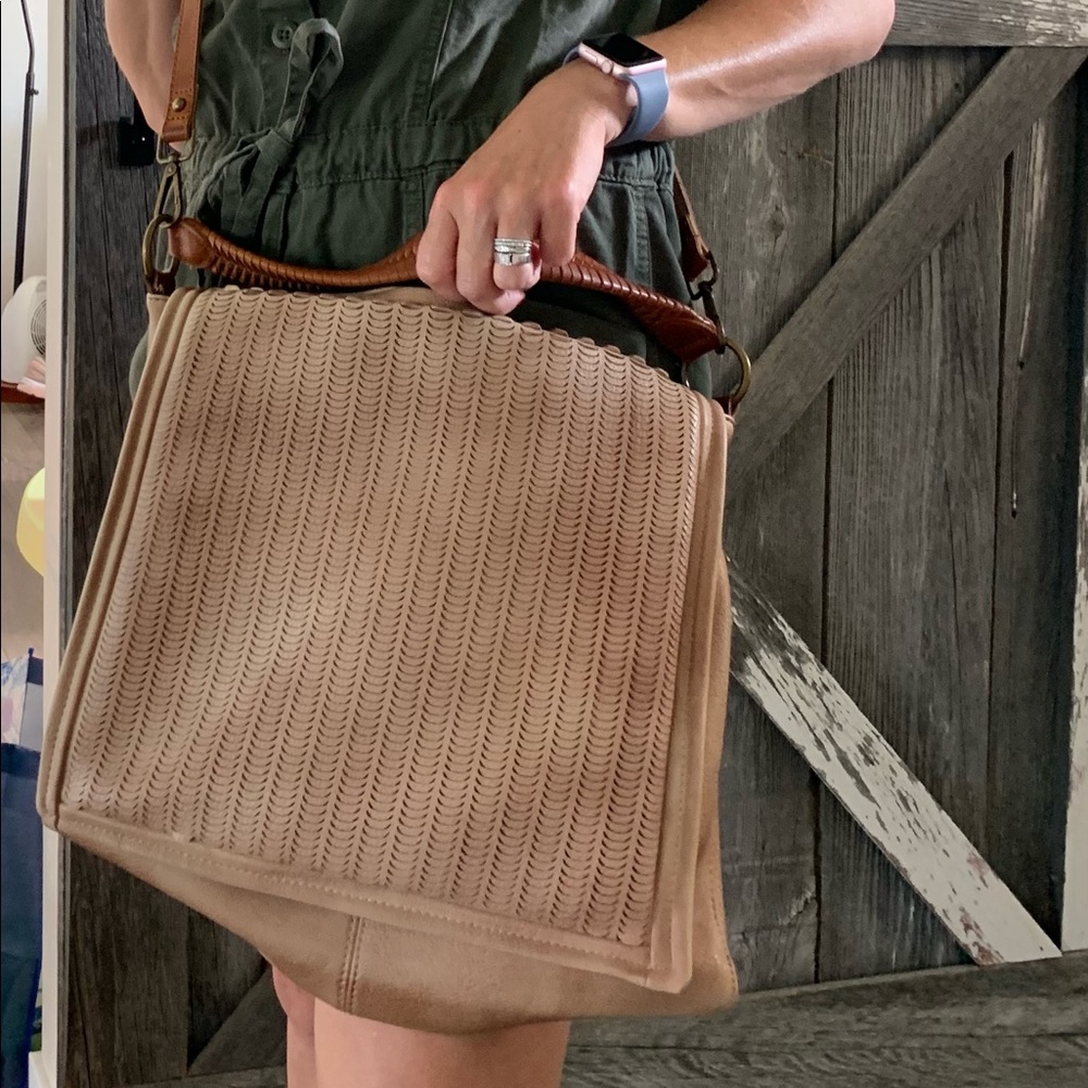Free People tan crossbody EUC